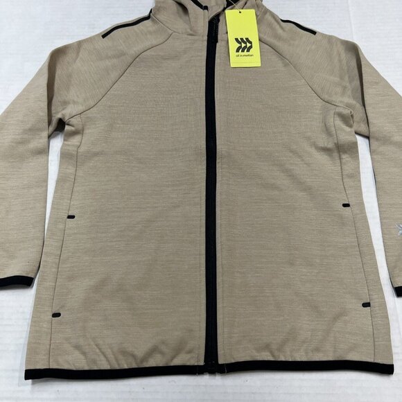 All in Motion Kids S 6/7‎ Premium Fleece Hoodie Full Zip Tan Black Trim - Picture 2 of 4